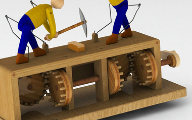 实木机械手摇传动科教玩具科普仪器 科学实验仪器 采矿工人
