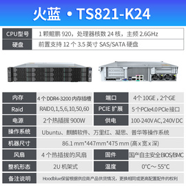 火蓝(Hoodblue)TS821-K24国产信创自主可控火蓝鲲鹏服务器边缘计算2U机架式单路智能K920 16G/240G+2*4T